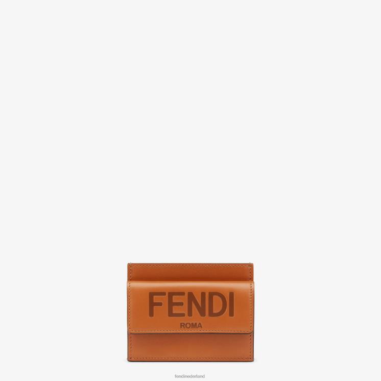 vrouwen accessoires Fendi 0J62L1556 Roma lederen kaarthouder bruin