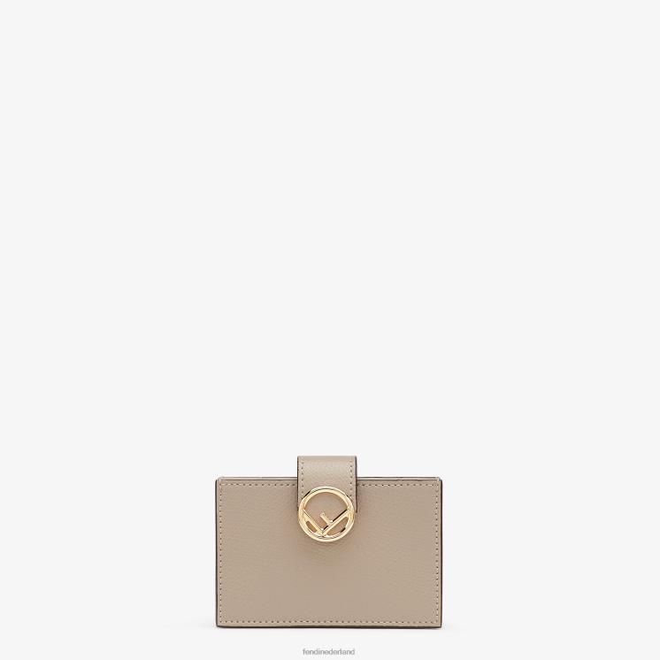 vrouwen accessoires Fendi 0J62L1603 Kaarthouder met leren inzetstuk beige