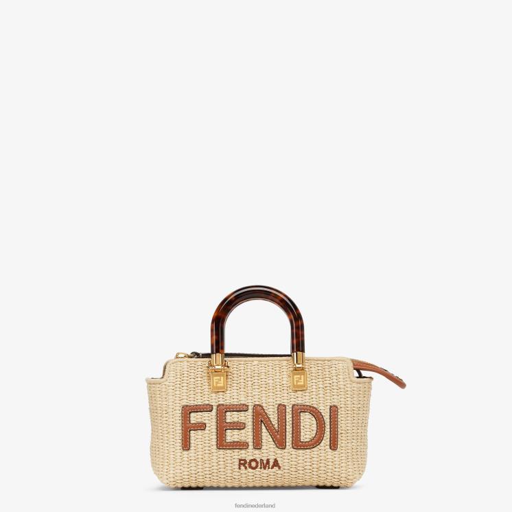 vrouwen accessoires Fendi 0J62L602 Boston tasje van natuurlijk stro beige