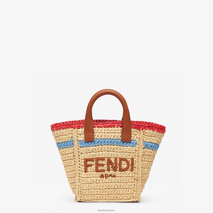 vrouwen accessoires Fendi 0J62L620 minitasje van geweven raffia beige