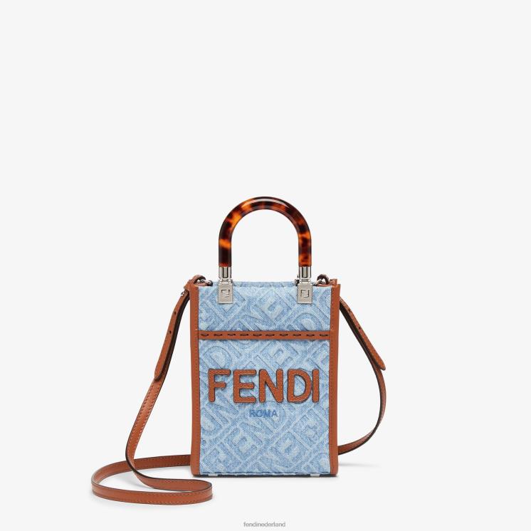 vrouwen accessoires Fendi 0J62L636 mini-tas van denim lichtblauw