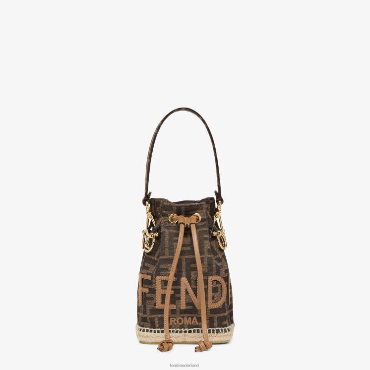 vrouwen accessoires Fendi 0J62L639 ff stoffen minitasje bruin