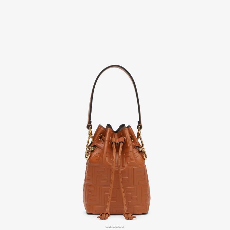 vrouwen accessoires Fendi 0J62L657 leren minitasje met ff-motief bruin