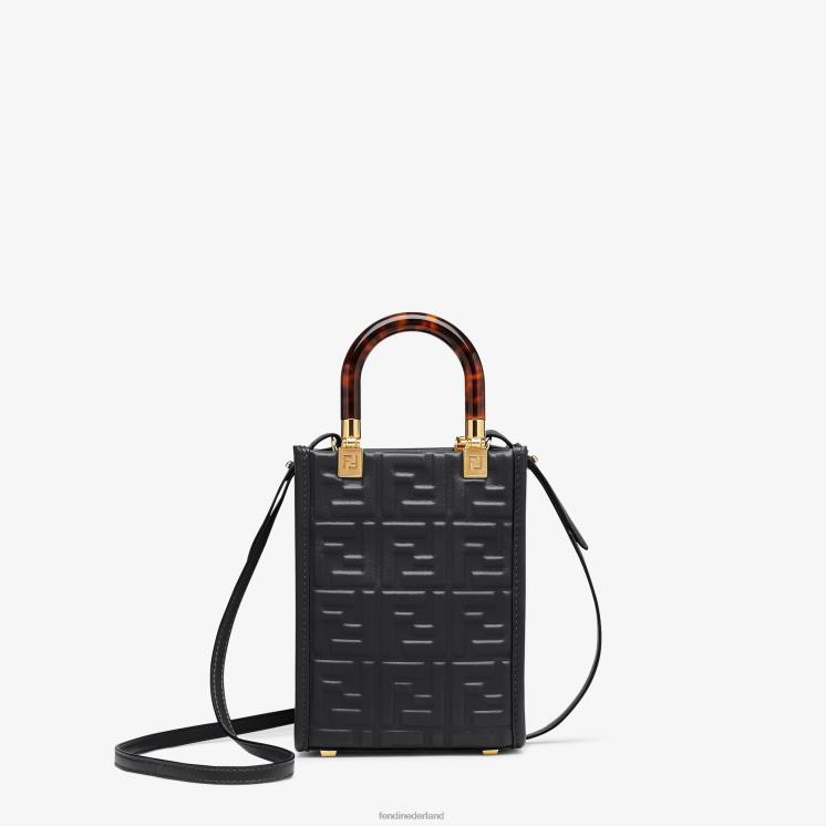 vrouwen accessoires Fendi 0J62L755 leren mini-tasje zwart