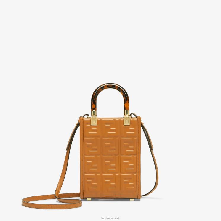 vrouwen accessoires Fendi 0J62L757 leren minitasje met ff-motief bruin