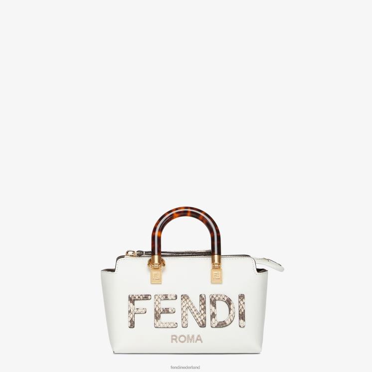 vrouwen accessoires Fendi 0J62L820 kleine tas van leer en elaphe boston wit