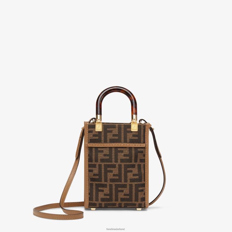 vrouwen accessoires Fendi 0J62L824 ff stoffen minitasje bruin