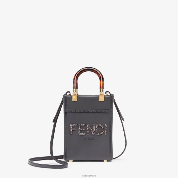 vrouwen accessoires Fendi 0J62L843 mini-tasje van leer en elaphe grijs