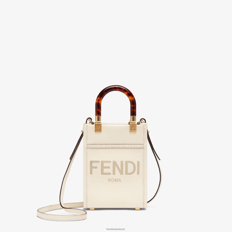 vrouwen accessoires Fendi 0J62L854 Sunshine shopper leren minitasje wit