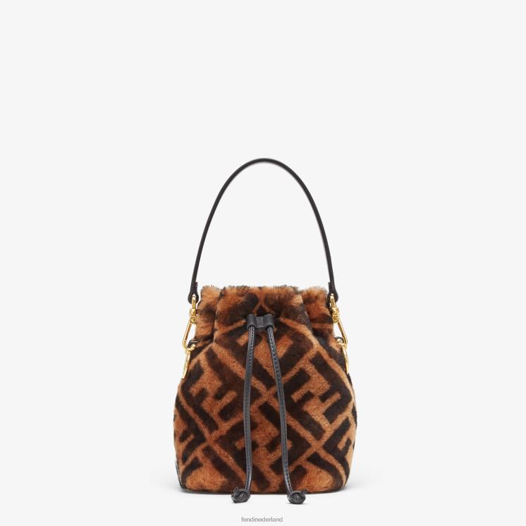 vrouwen accessoires Fendi 0J62L858 minitasje van schapenvacht bruin