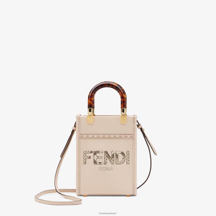 vrouwen accessoires Fendi 0J62L901 mini-tasje van leer en elaphe grijs