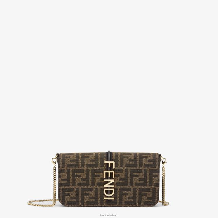 vrouwen accessoires Fendi 0J62L1415 ff stoffen portemonnee bruin