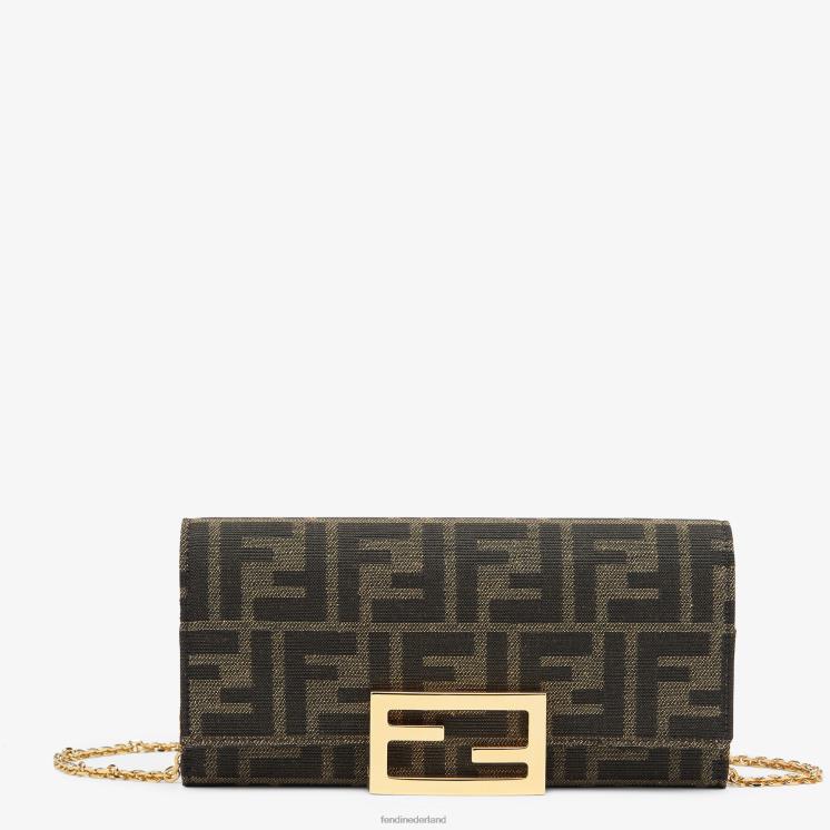 vrouwen accessoires Fendi 0J62L1418 stoffen portemonnee bruin