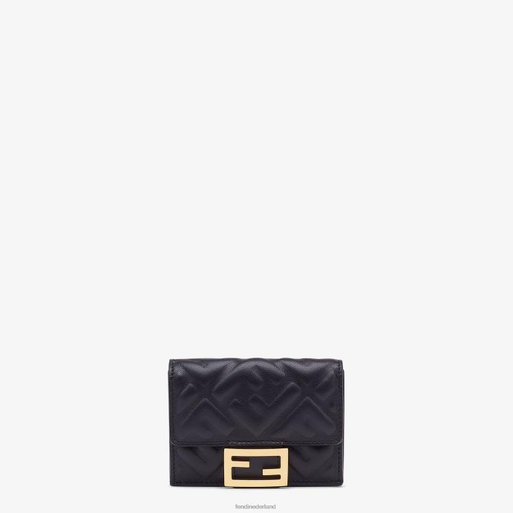 vrouwen accessoires Fendi 0J62L1425 Baguette micro driebladige portemonnee van nappaleer zwart