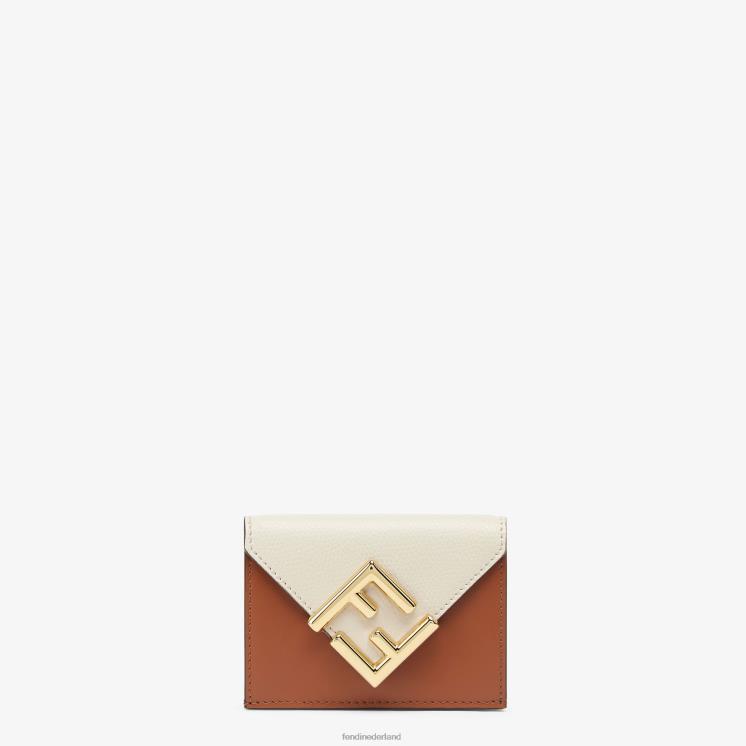 vrouwen accessoires Fendi 0J62L1428 tweekleurige portemonnee van leer en camelia veelkleurig