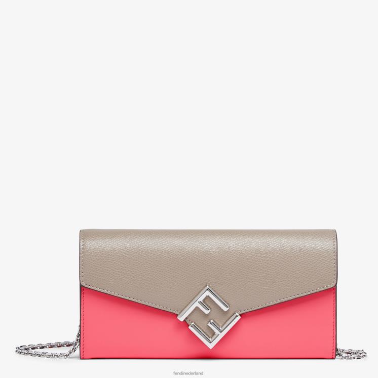 vrouwen accessoires Fendi 0J62L1465 tweekleurige portemonnee van duifleer roze