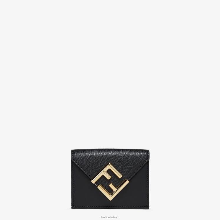 vrouwen accessoires Fendi 0J62L1470 ff diamanten micro driebladige lederen portemonnee zwart