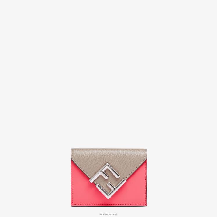 vrouwen accessoires Fendi 0J62L1471 tweekleurige portemonnee van duifleer roze