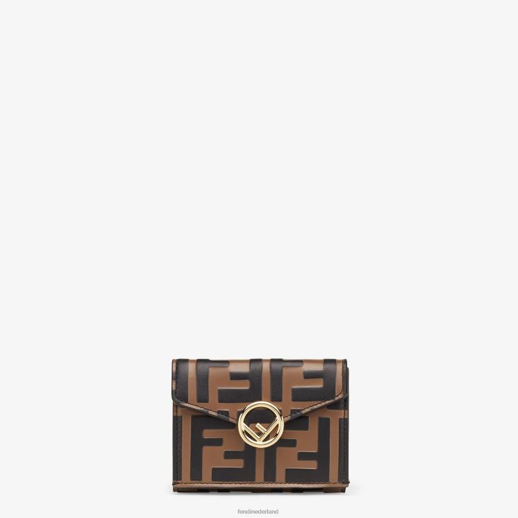 vrouwen accessoires Fendi 0J62L1479 micro driebladige lederen portemonnee zwart