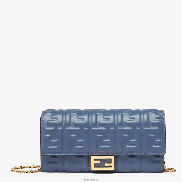 vrouwen accessoires Fendi 0J62L1490 baguette continental met ketting nappa lederen portemonnee blauw