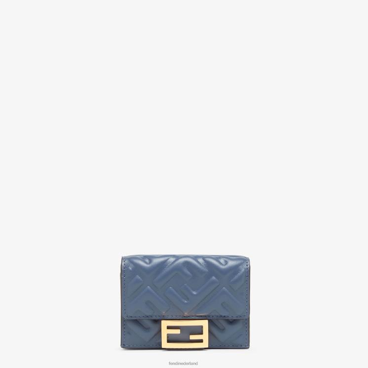 vrouwen accessoires Fendi 0J62L1497 Baguette micro driebladige portemonnee van nappaleer blauw