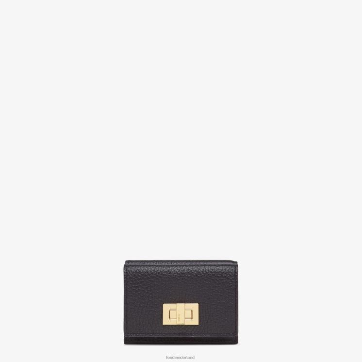 vrouwen accessoires Fendi 0J62L1568 Kiekeboe micro driebladige lederen portemonnee zwart