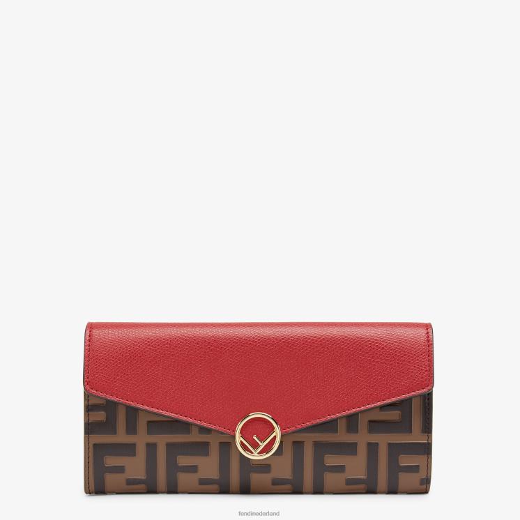 vrouwen accessoires Fendi 0J62L1599 continentale lederen portemonnee rood