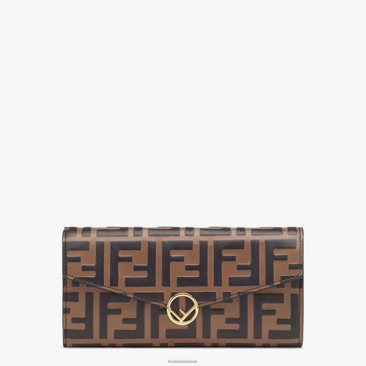 vrouwen accessoires Fendi 0J62L1600 continentale lederen portemonnee zwart