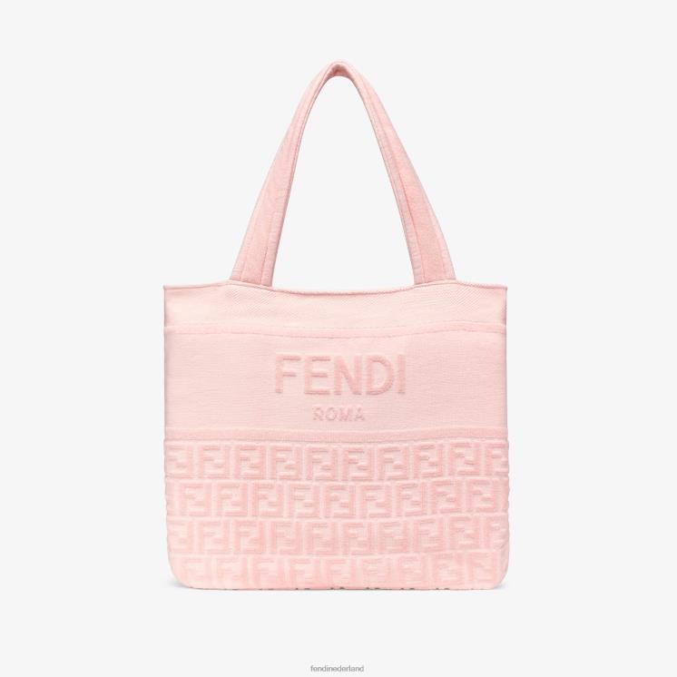 vrouwen accessoires Fendi 0J62L2914 badstof strandlaken met logo dat verandert in een tas roze