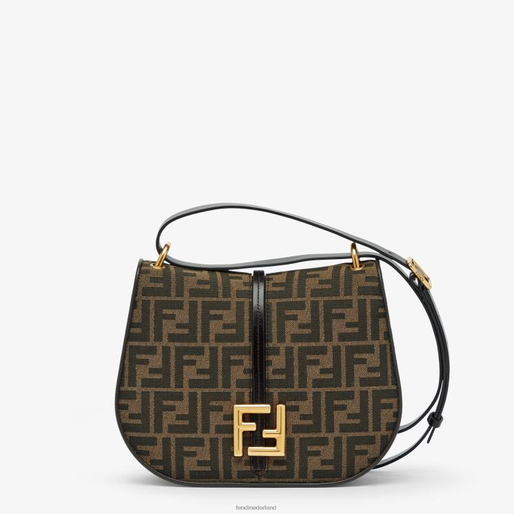 vrouwen accessoires Fendi 0J62L515 ff tas van jacquardstof en leer bruin