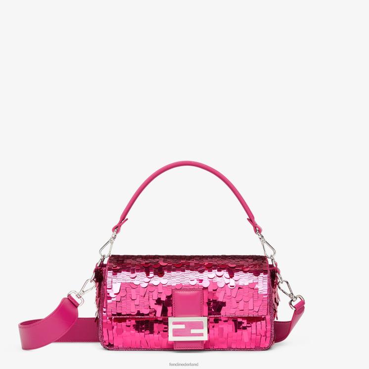 vrouwen accessoires Fendi 0J62L518 Fuchsiakleurige tas met pailletten roze