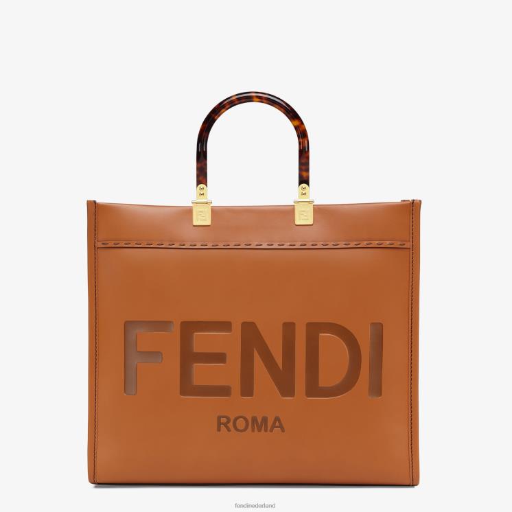 vrouwen accessoires Fendi 0J62L523 Sunshine medium leren shopper bruin