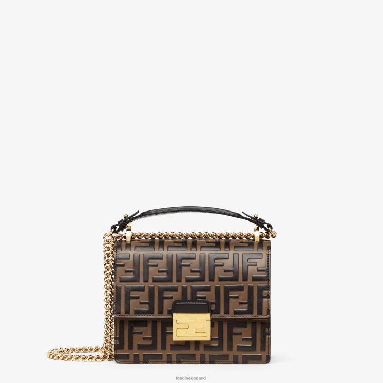 vrouwen accessoires Fendi 0J62L547 kan u kleine leren mini-tas bruin