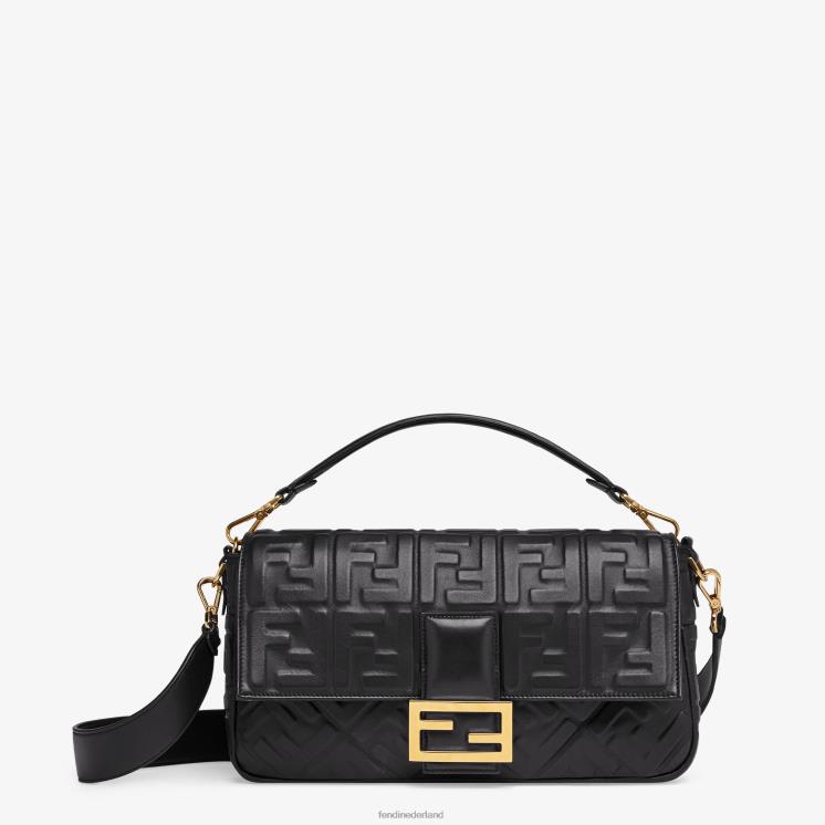 vrouwen accessoires Fendi 0J62L550 stokbrood grote leren tas zwart