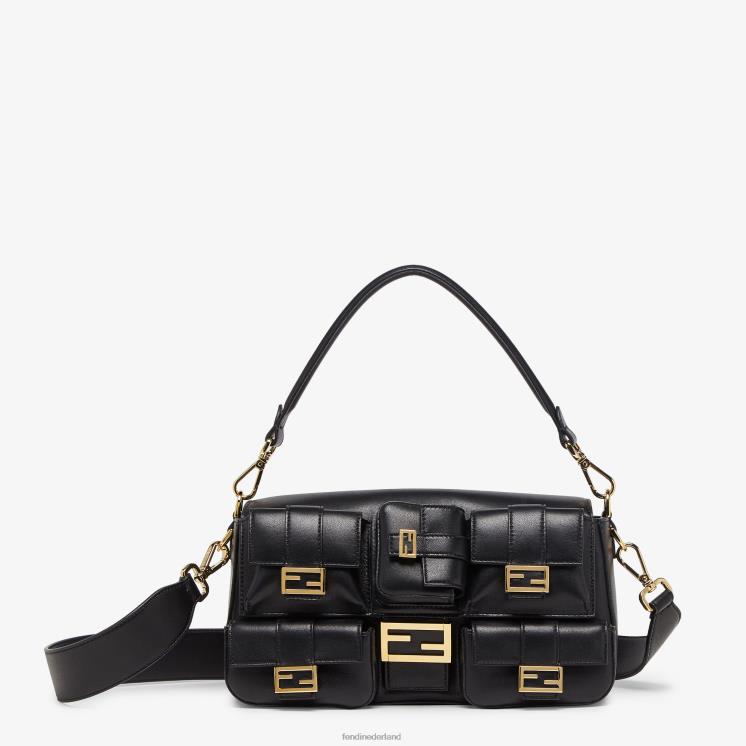 vrouwen accessoires Fendi 0J62L551 Baguette leren tas met meerdere zakken zwart