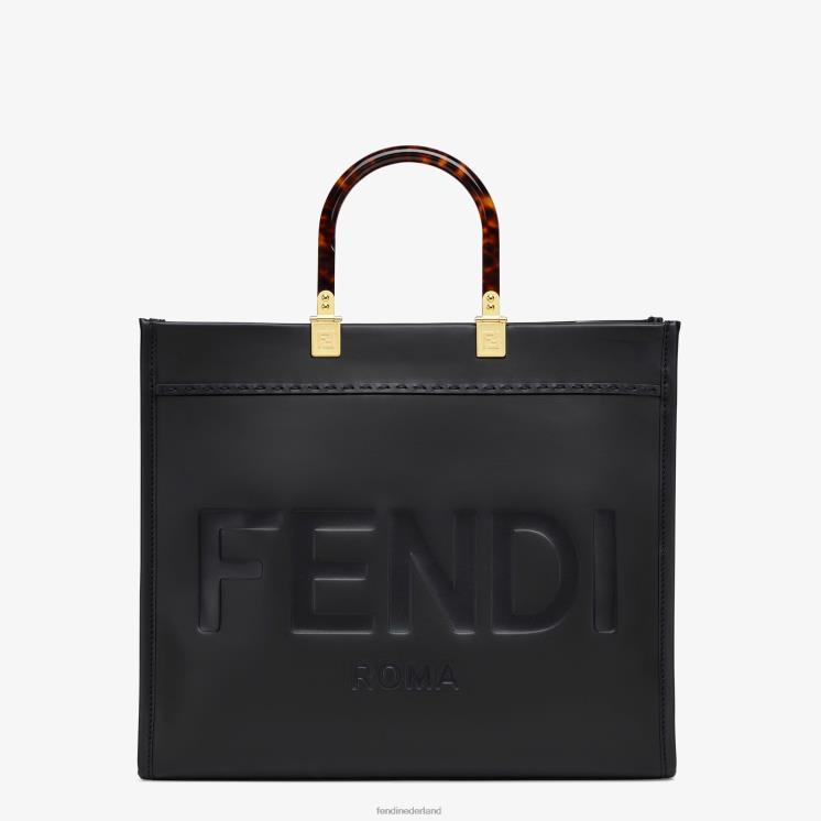 vrouwen accessoires Fendi 0J62L580 Sunshine medium leren shopper zwart