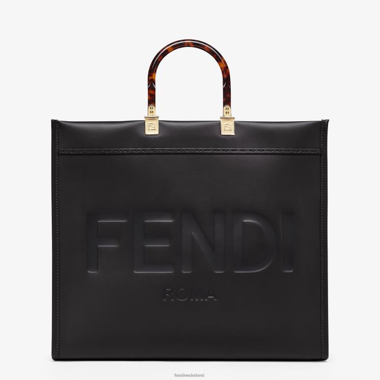 vrouwen accessoires Fendi 0J62L581 Sunshine grote leren shopper zwart