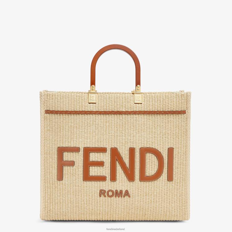 vrouwen accessoires Fendi 0J62L594 shopper van natuurlijk stro beige