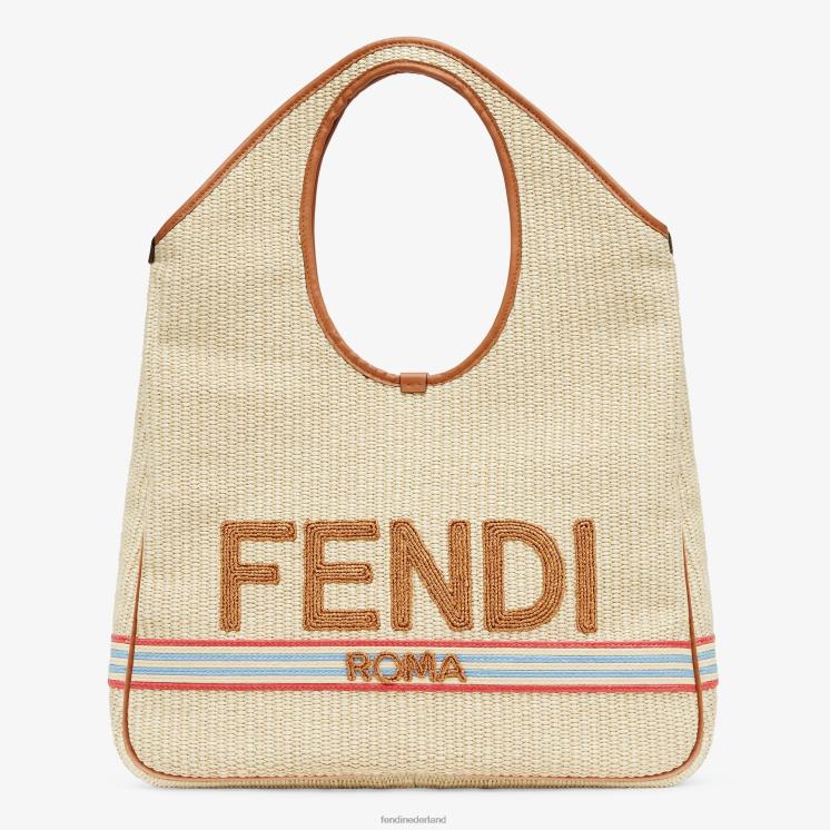 vrouwen accessoires Fendi 0J62L596 shopper van natuurlijk stro beige