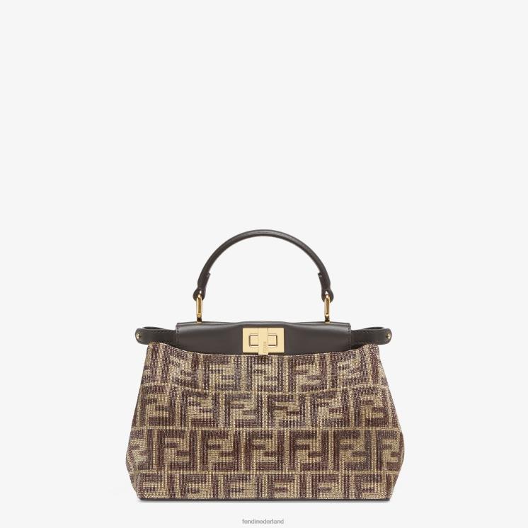 vrouwen accessoires Fendi 0J62L608 Tas met kralen en tweekleurig ff-motief bruin