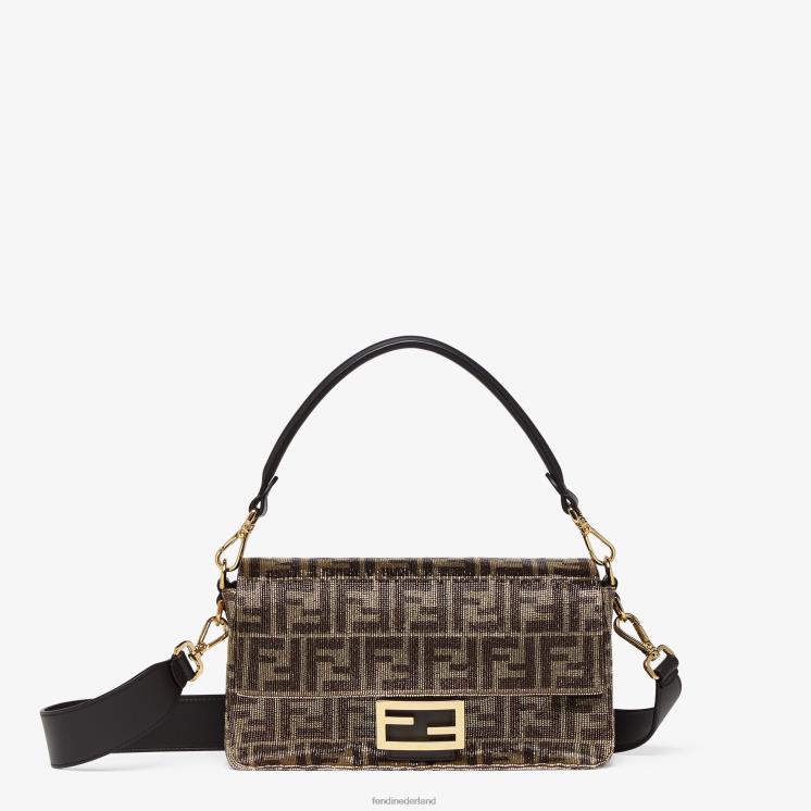 vrouwen accessoires Fendi 0J62L617 Tas met kralen en tweekleurig ff-motief bruin