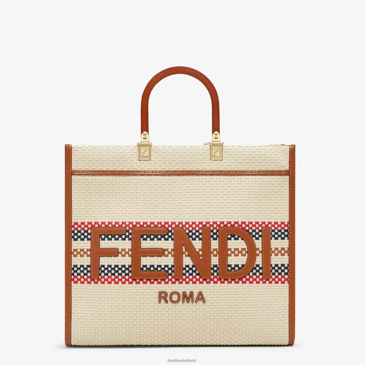 vrouwen accessoires Fendi 0J62L621 Shopper van stof met gevlochten effect en meerdere strepen veelkleurig