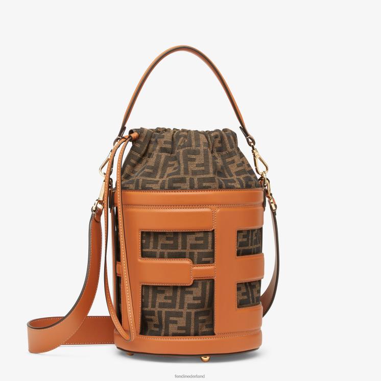 vrouwen accessoires Fendi 0J62L623 tas van leer en ff stof bruin