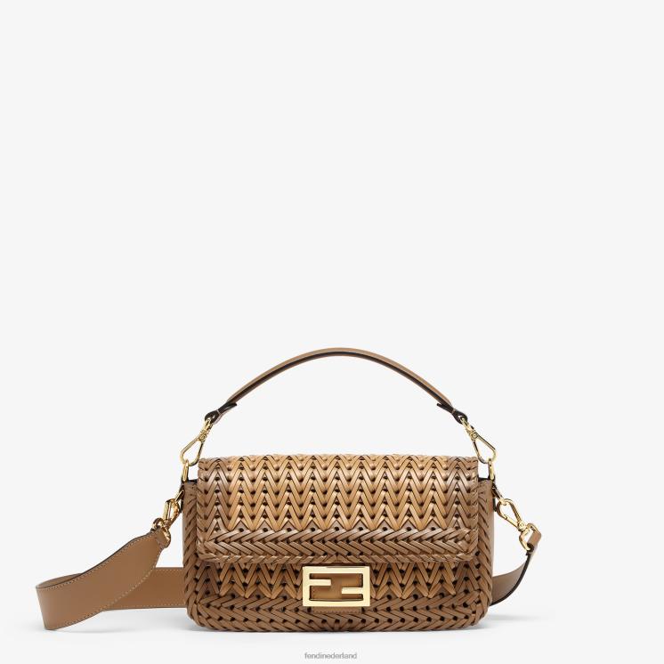 vrouwen accessoires Fendi 0J62L658 geïnterlinieerde leren tas bruin