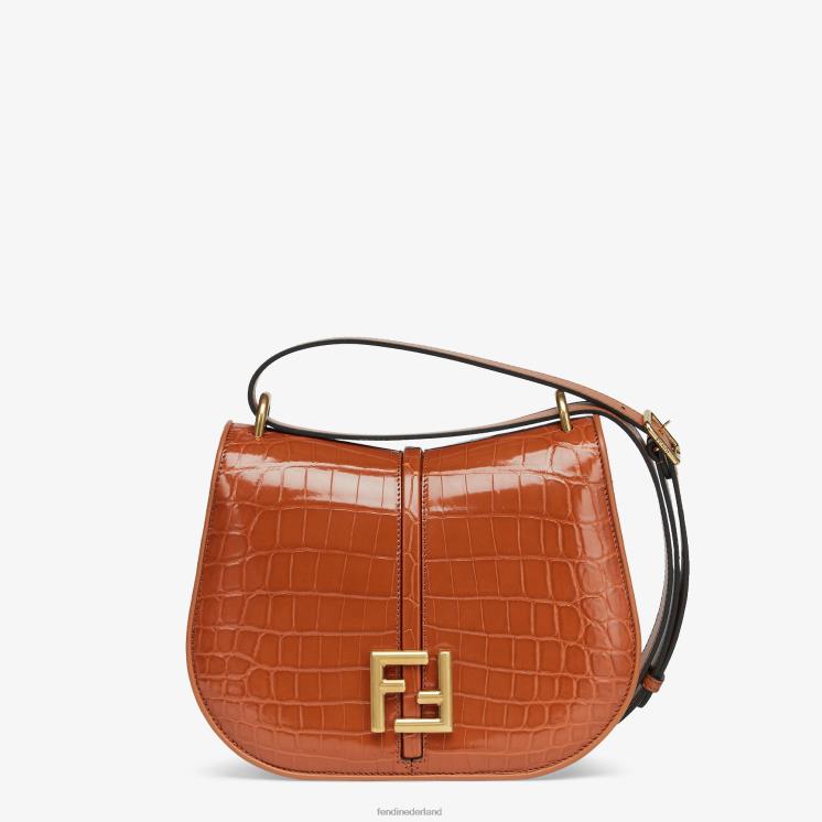 vrouwen accessoires Fendi 0J62L660 krokodillen leren tas bruin