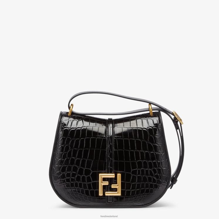 vrouwen accessoires Fendi 0J62L661 krokodil en leren tas zwart