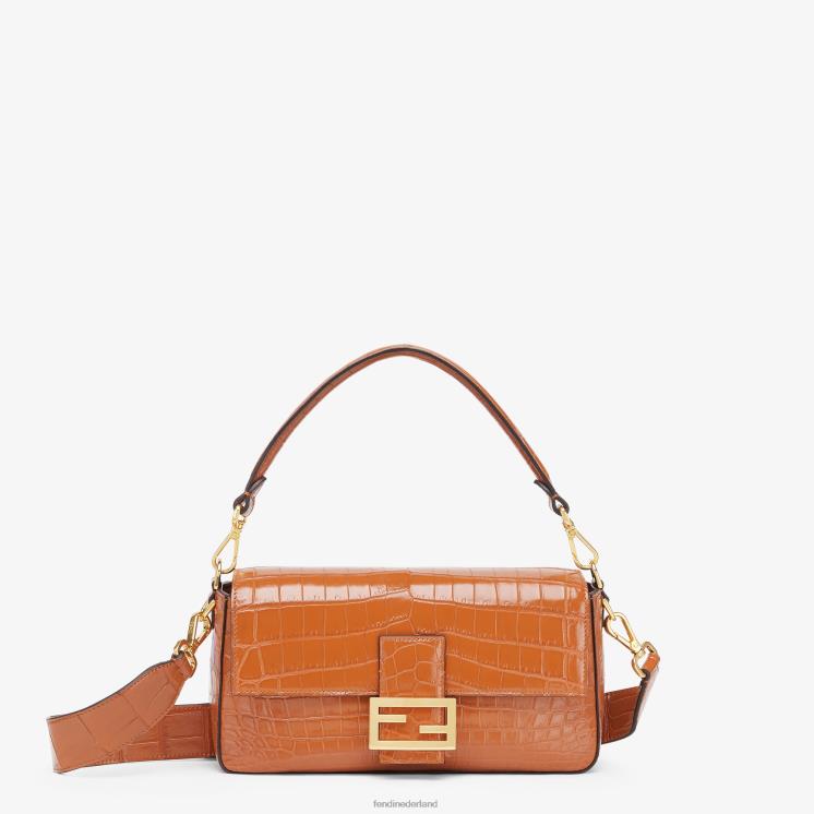 vrouwen accessoires Fendi 0J62L667 krokodillen leren tas bruin