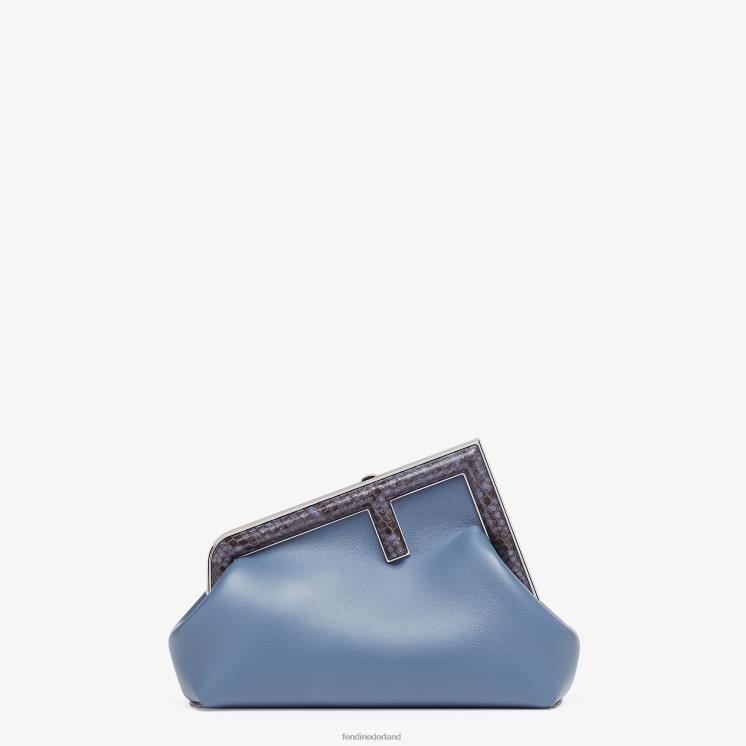 vrouwen accessoires Fendi 0J62L769 tas van leer en pythonleer blauw