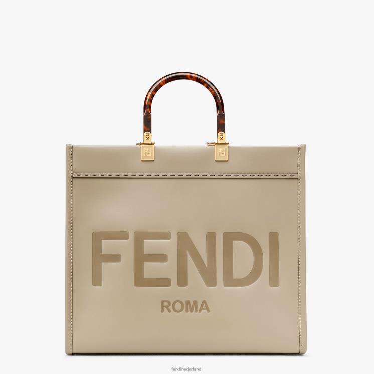 vrouwen accessoires Fendi 0J62L828 duif leren shopper beige