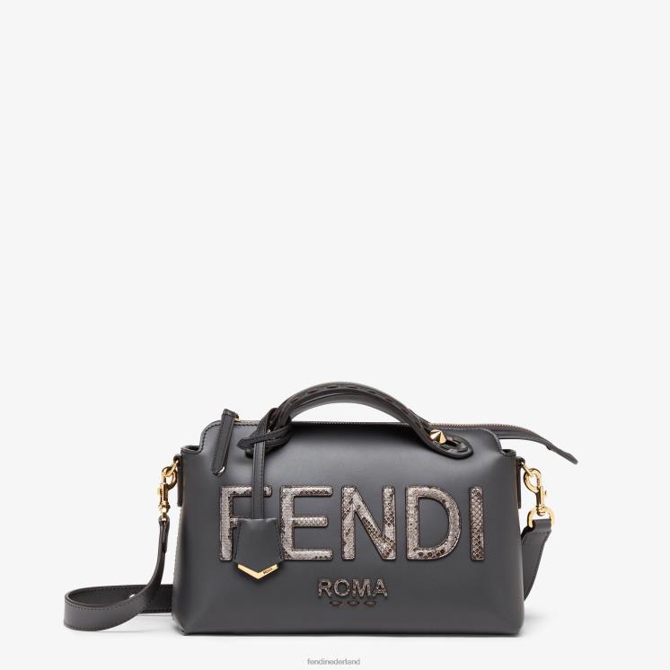 vrouwen accessoires Fendi 0J62L844 leer en elaphe boston tas grijs